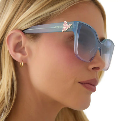 GLINDA UPLAND BUTTERFLY - IRIDESCENT PASTEL BLUE + LAVENDER + OPALESCENT GRADIENT PINK SUNGLASSES