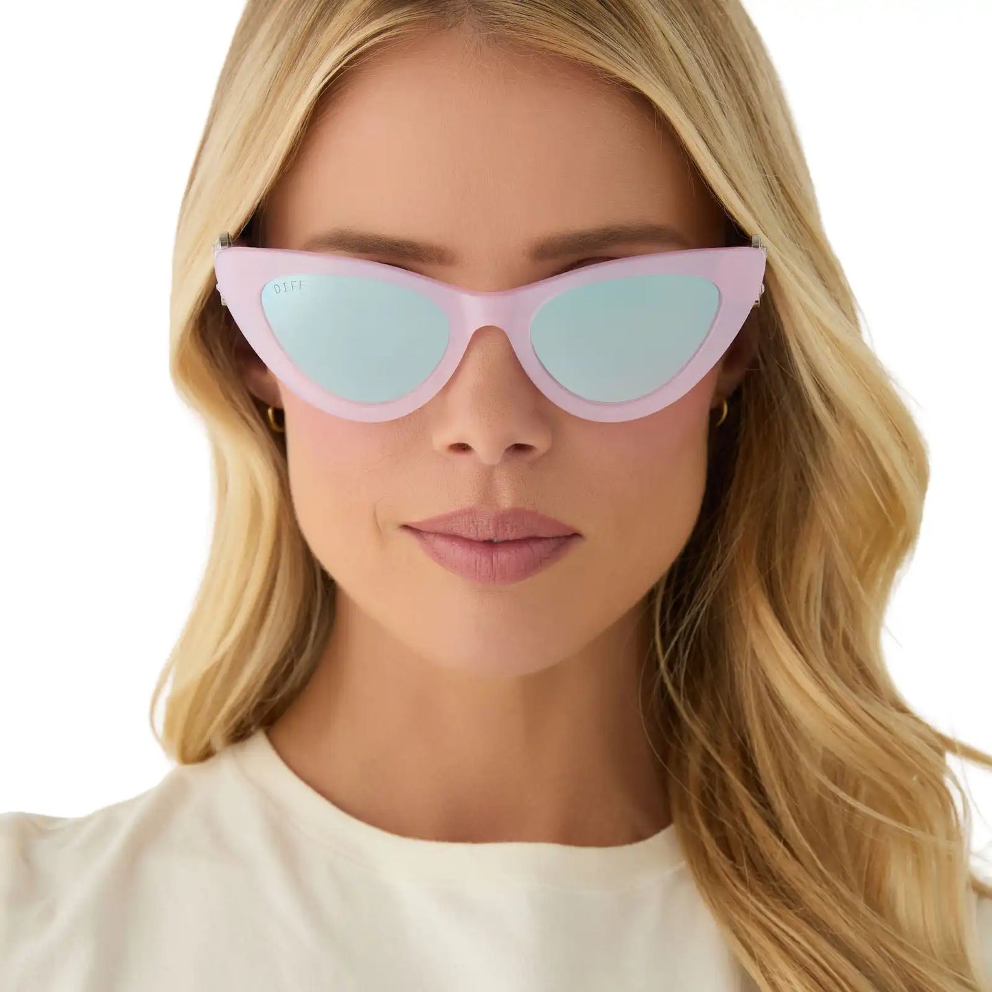 GLINDA UPLAND FOR GOOD - GLASSY PINK CRYSTAL + SILVER FLASH SUNGLASSES