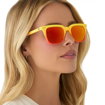 HUMAN TORCH™ - RADIANT YELLOW TO ORANGE FLAME FADE + BLAZING RED ORANGE MIRROR + POLARIZED SUNGLASSES