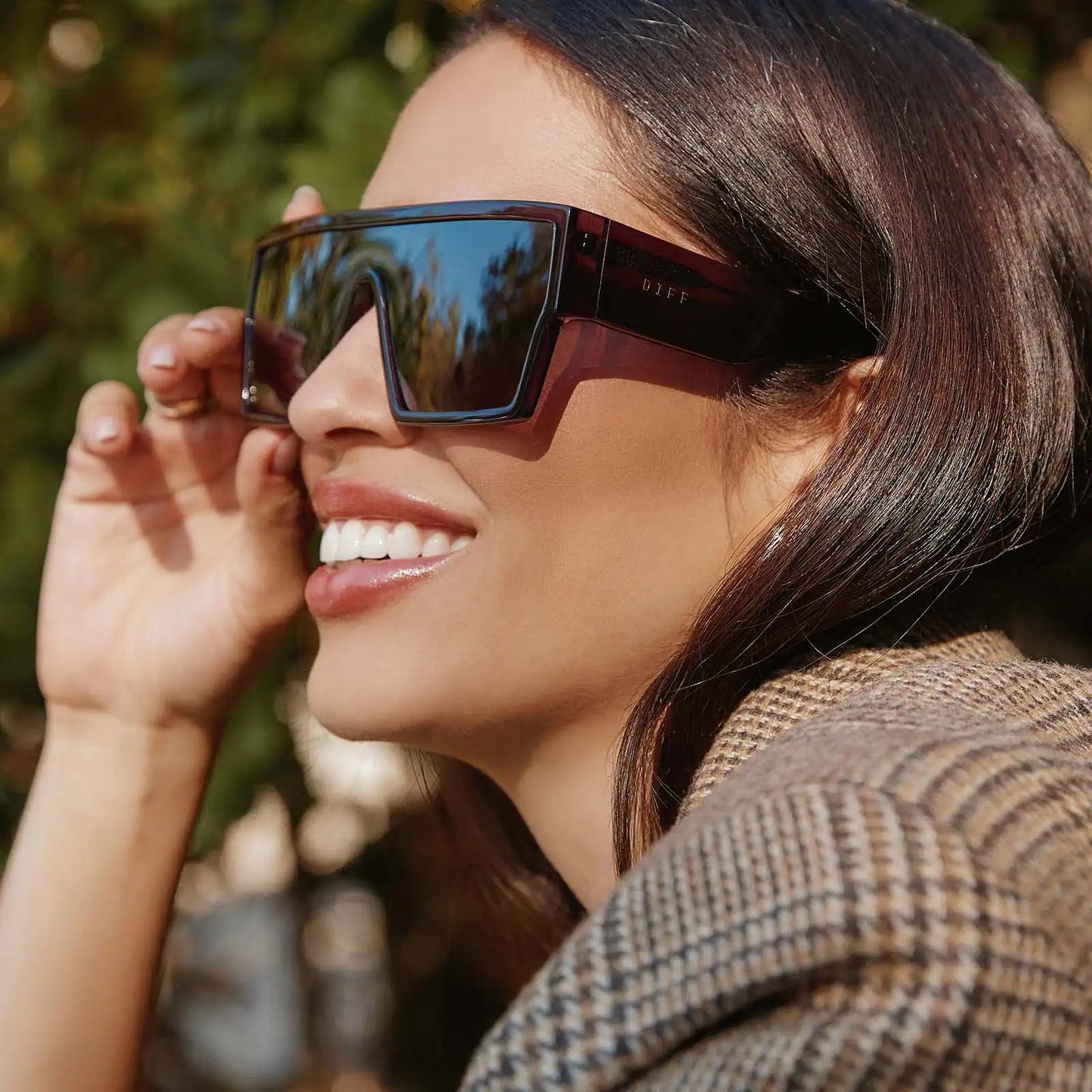 ELECTRA - AUBERGINE + AUBERGINE + SILVER FLASH SUNGLASSES