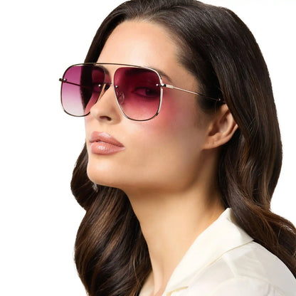 CYNTHIA - GOLD + BORDEAUX TEMPLE TIPS + WINE GRADIENT + POLARIZED SUNGLASSES
