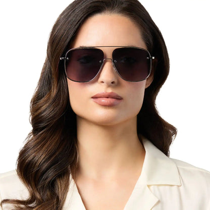 CYNTHIA - SILVER + ALPINE TEMPLE TIPS + GREY GRADIENT WITH SILVER FLASH + POLARIZED SUNGLASSES