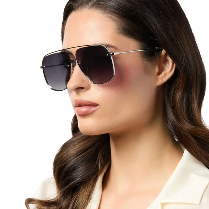 CYNTHIA - SILVER + ALPINE TEMPLE TIPS + GREY GRADIENT WITH SILVER FLASH + POLARIZED SUNGLASSES