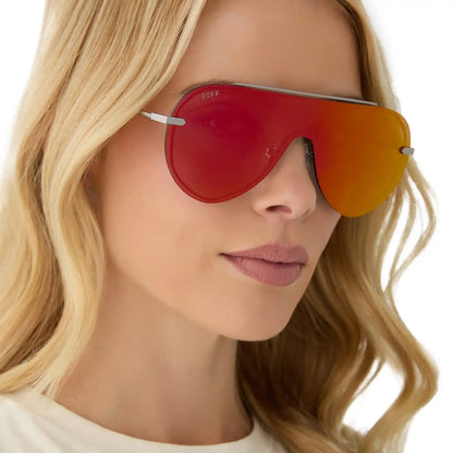 IMANI - GUNMETAL + RED HOT SUMMER MIRROR SUNGLASSES