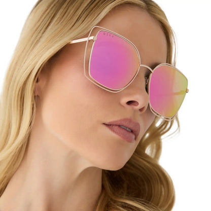 JACQUELINE - CHAMPAGNE + PINK MIRROR SUNGLASSES