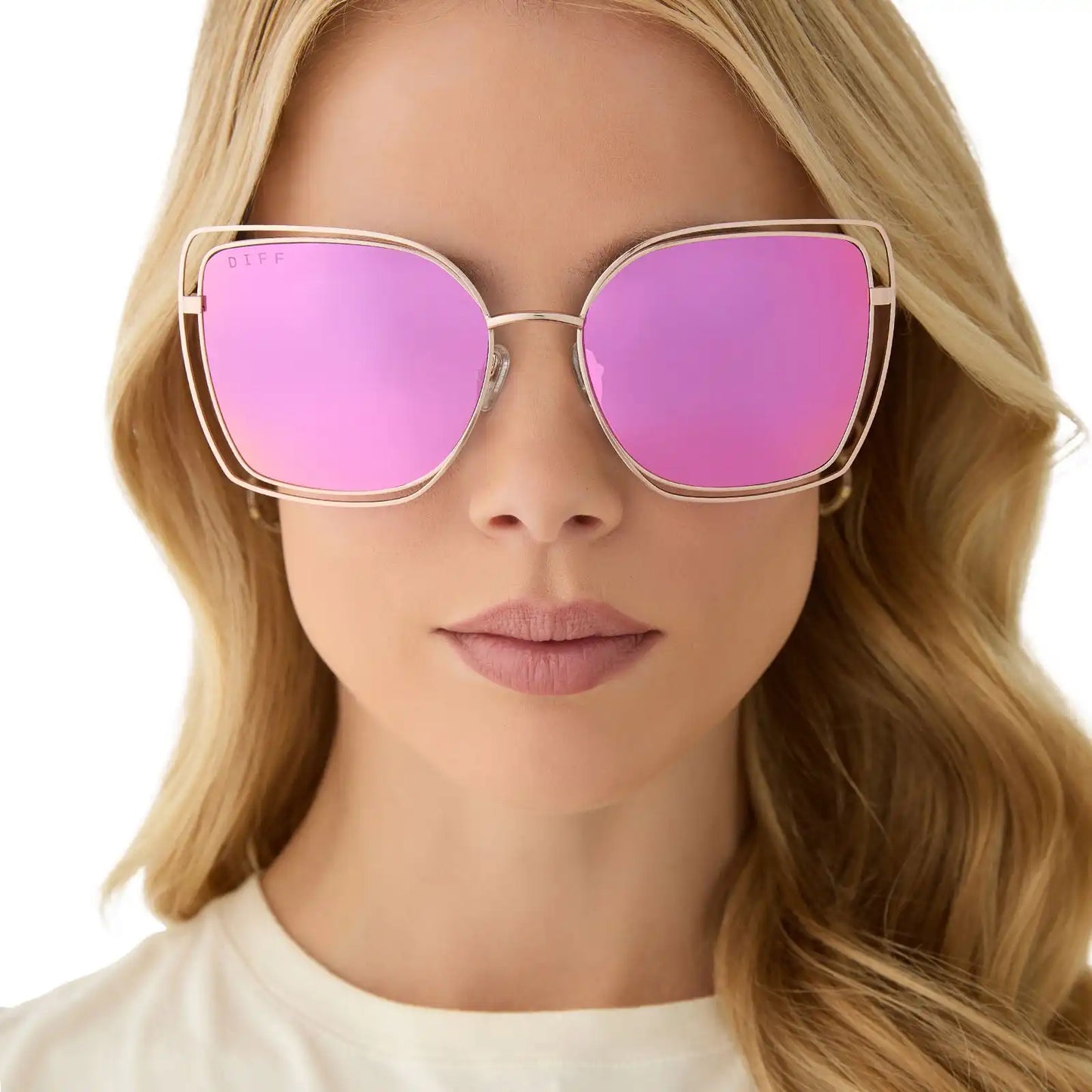 JACQUELINE - CHAMPAGNE + PINK MIRROR SUNGLASSES