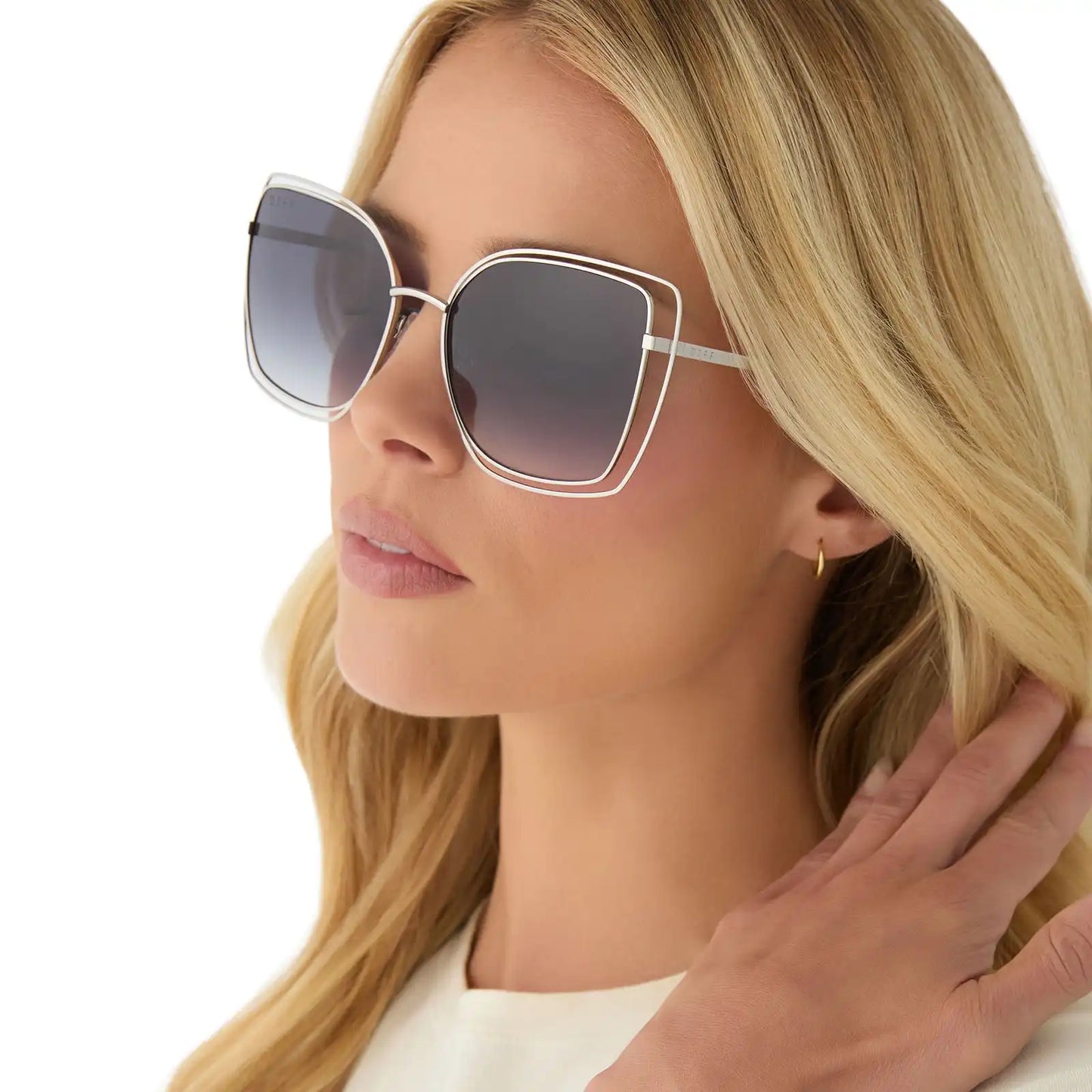 JACQUELINE - SILVER + GREY GRADIENT SUNGLASSES
