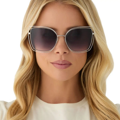 JACQUELINE - SILVER + GREY GRADIENT SUNGLASSES