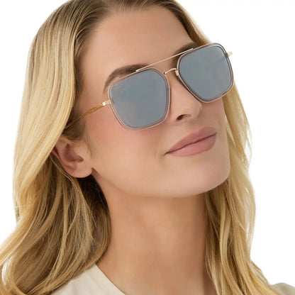 JORDAN - GOLD + CLEAR CRYSTAL TEMPLE TIPS + SILVER MIRROR SUNGLASSES