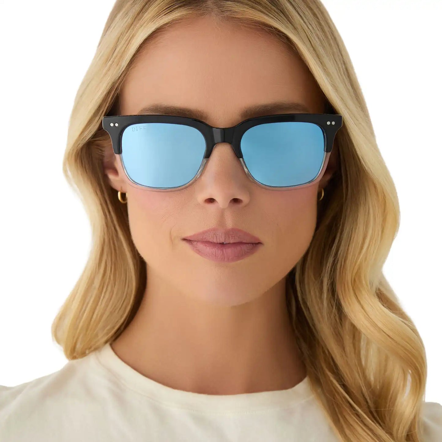MR. FANTASTIC™ - RETRO BLACK TO CLEAR GRADIENT + QUANTUM BLUE MIRROR + POLARIZED SUNGLASSES