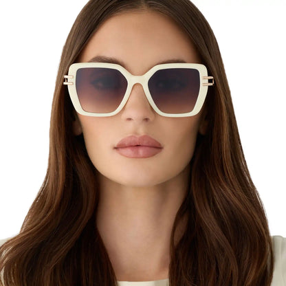 DASHA - COURTSIDE IVORY + GOLD + BROWN GRADIENT SUNGLASSES