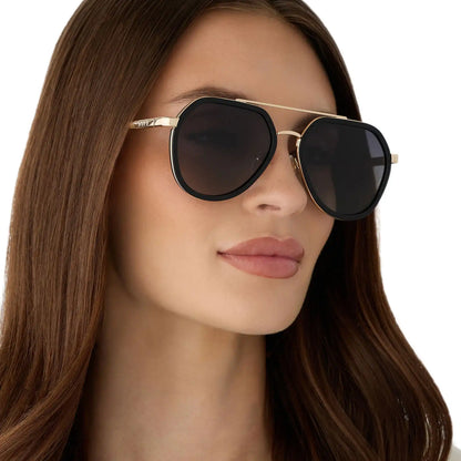DRMTLGY - JOEY + BLACK + GOLD METAL + GREY GRADIENT + POLARIZED SUNGLASSES