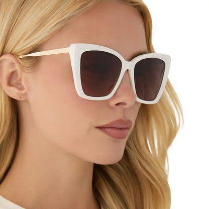 BECKY II - WHITE CLOUD + BROWN GRADIENT SUNGLASSES