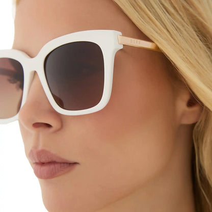 BELLA - WHITE CLOUD + BROWN GRADIENT SUNGLASSES