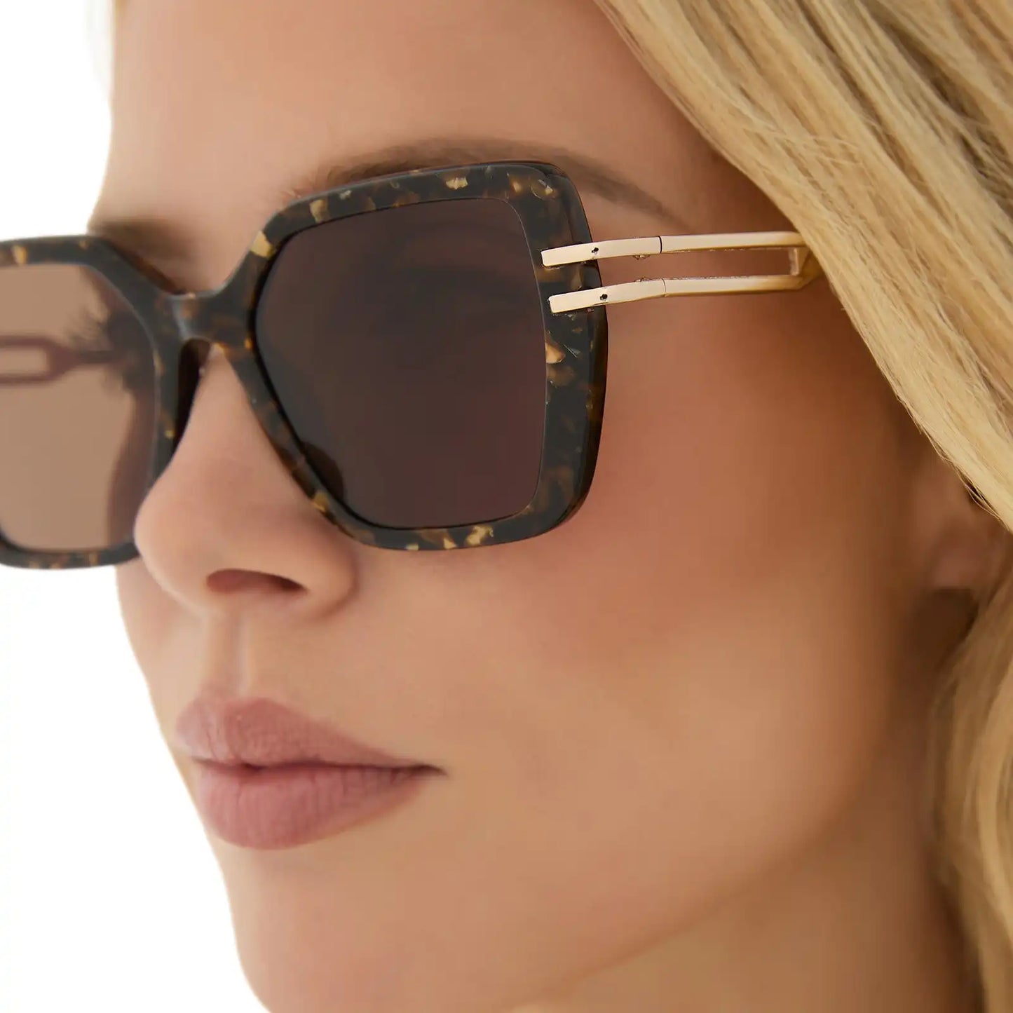 DASHA - GLITTER TORTOISE + BROWN SUNGLASSES