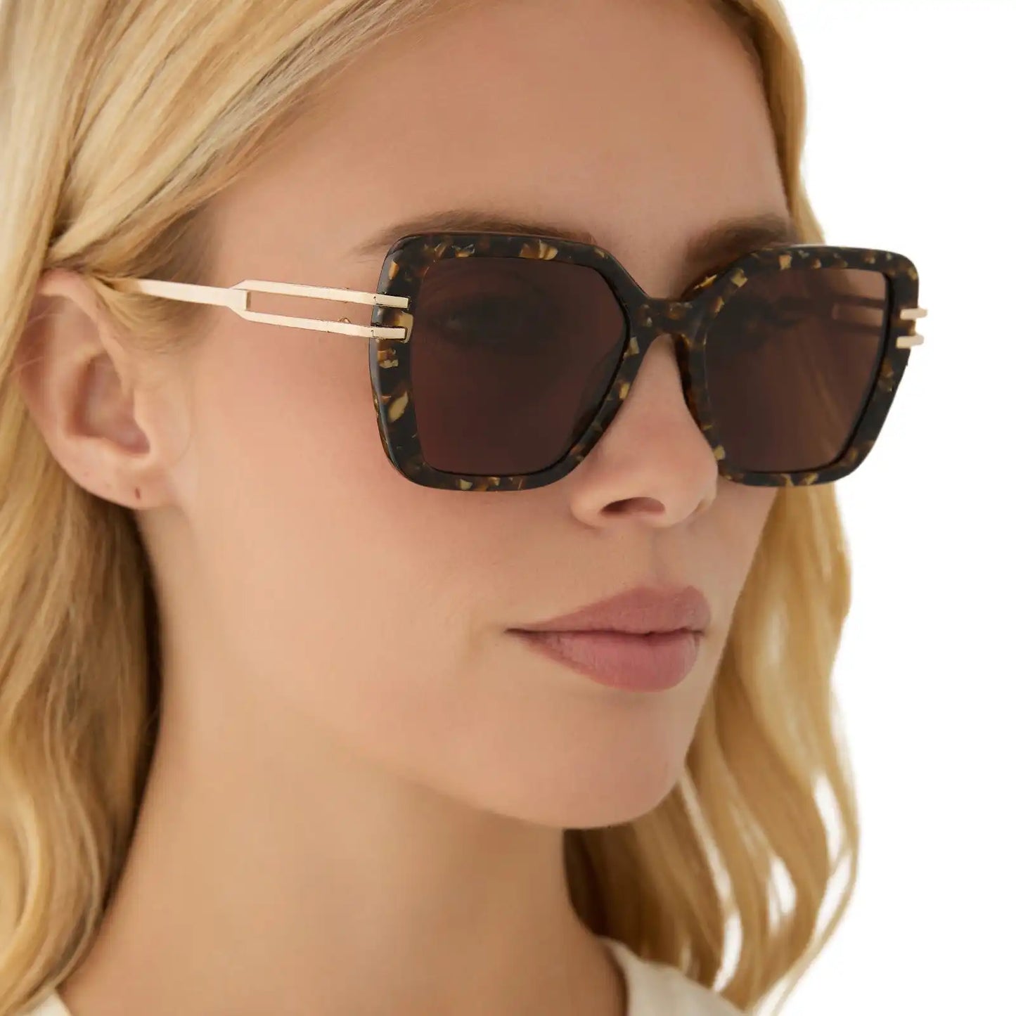 DASHA - GLITTER TORTOISE + BROWN SUNGLASSES