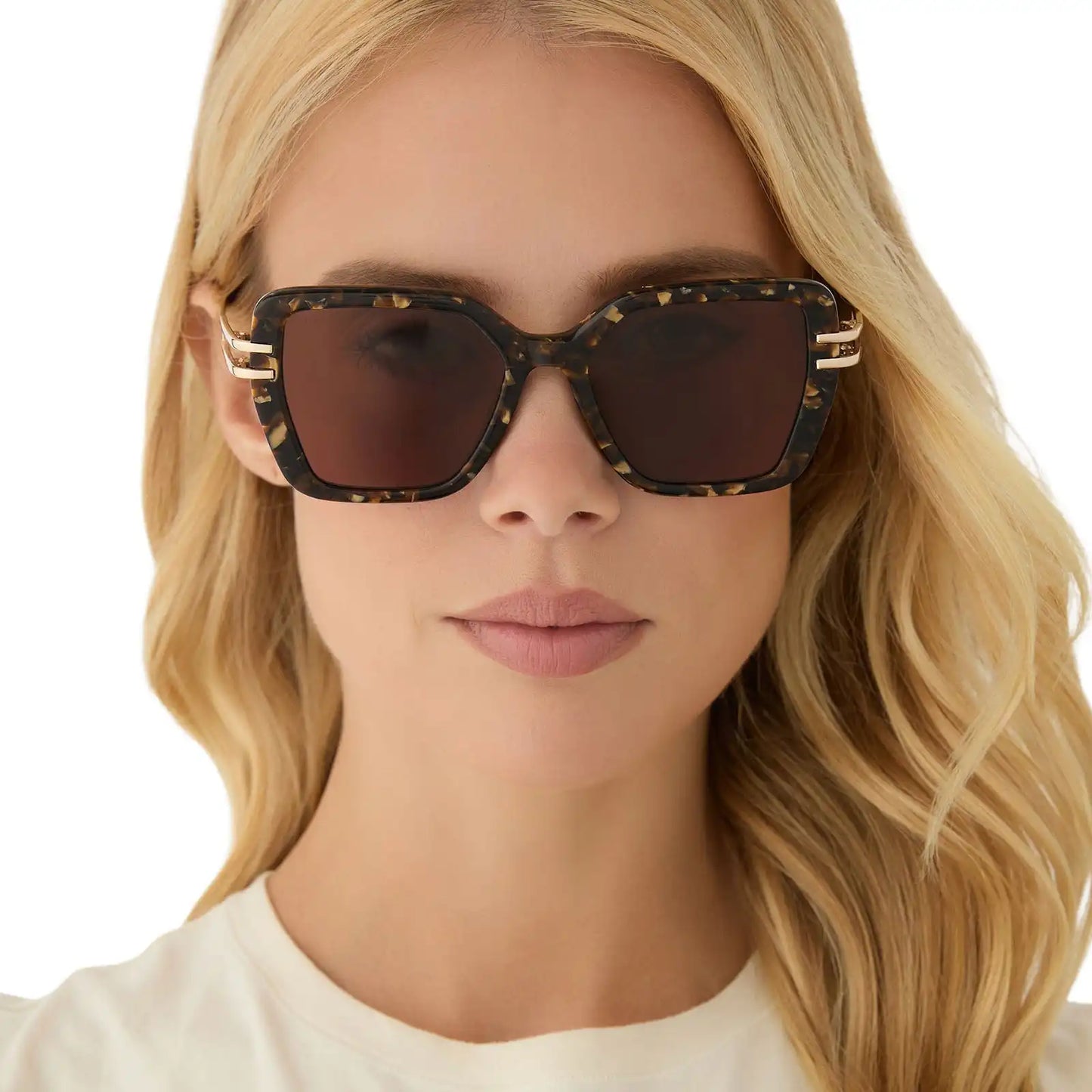DASHA - GLITTER TORTOISE + BROWN SUNGLASSES