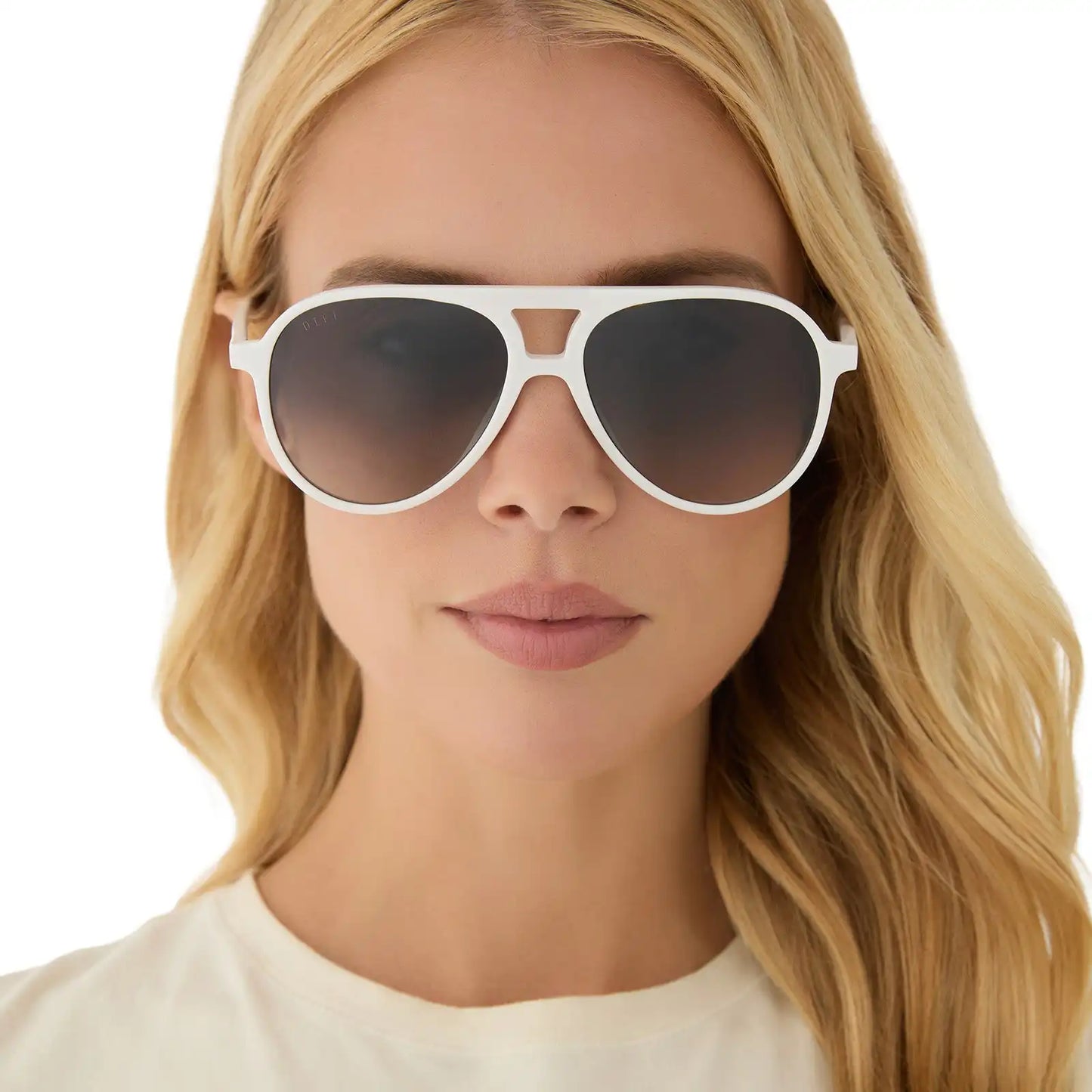 TOSCA II - WHITE CLOUD + GREY GRADIENT + SILVER FLASH SUNGLASSES
