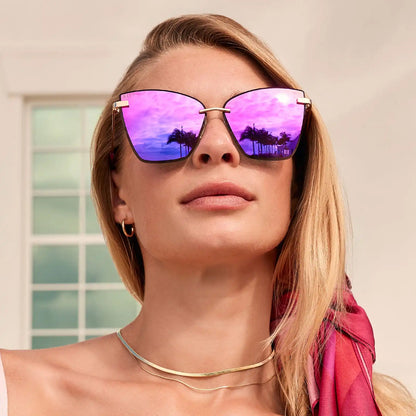 BECKY V - GOLD + PINK RUSH MIRROR SUNGLASSES