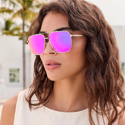 BERKELY - GOLD + PINK RUSH MIRROR SUNGLASSES