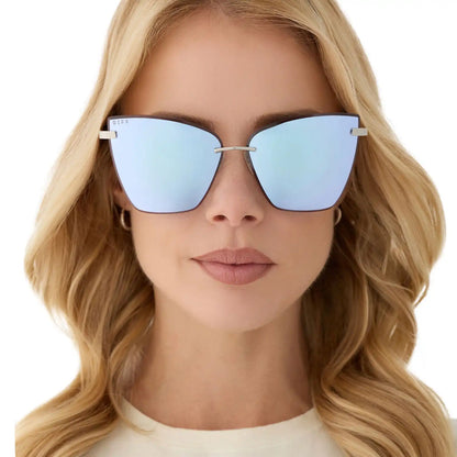 BECKY V - SILVER + LAVENDER MIRROR SUNGLASSES