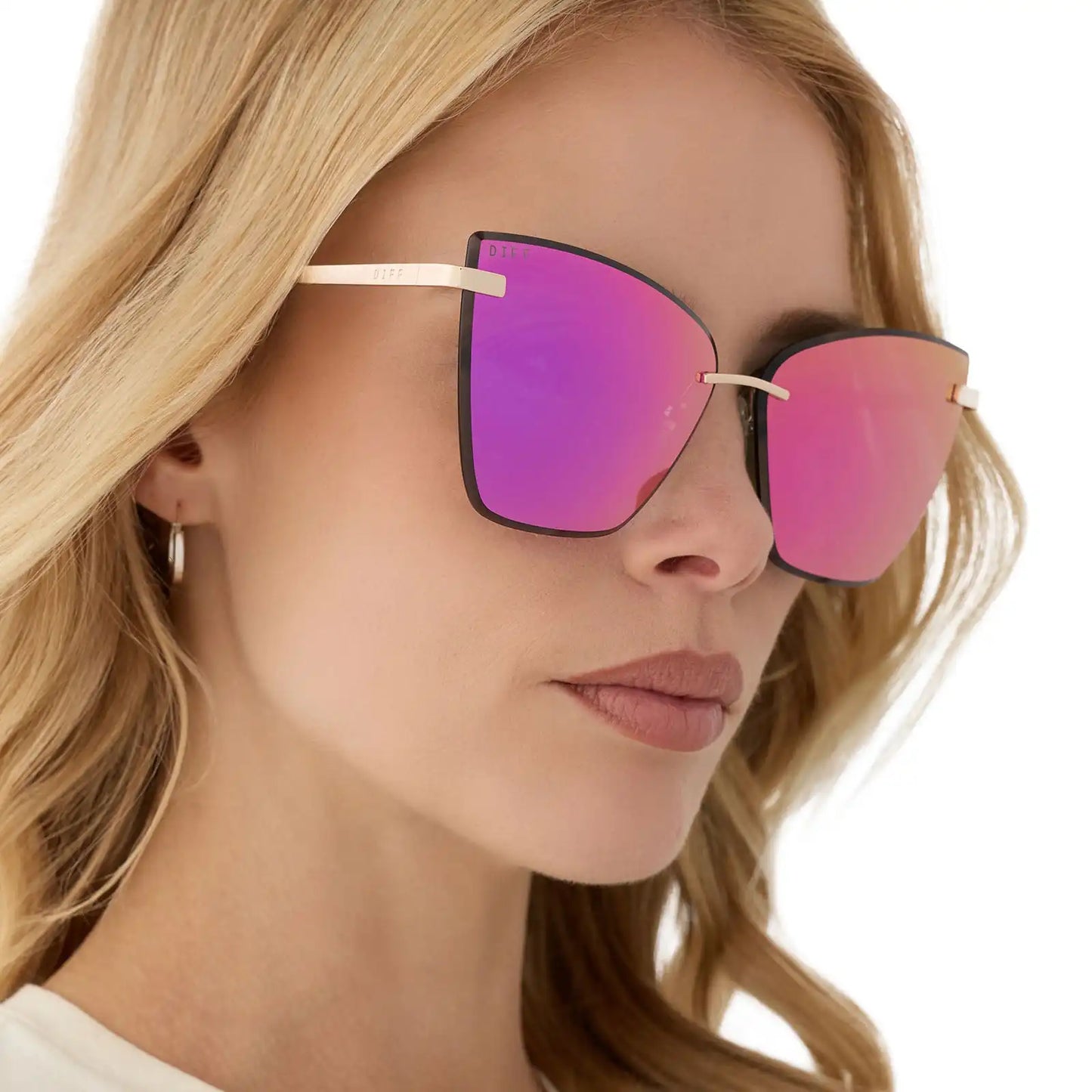 BECKY V - GOLD + PINK RUSH MIRROR SUNGLASSES