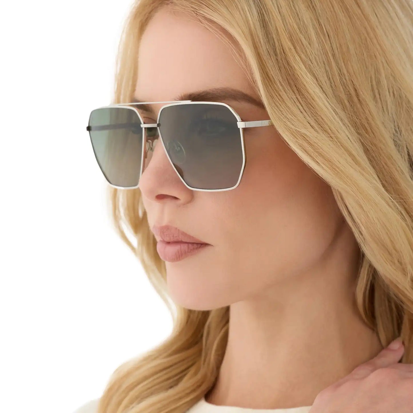 BERKELY - SILVER + COOL MATCHA GRADIENT SUNGLASSES