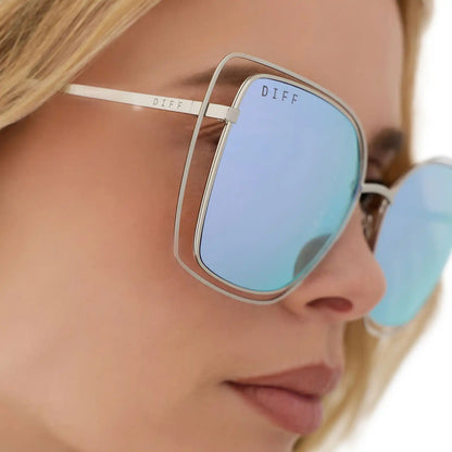 JACQUELINE - SILVER + THISTLE TEMPLE TIPS + LAVENDER MIRROR SUNGLASSES