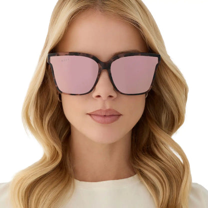 MEREDITH II - HIMALAYAN TORTOISE + TAUPE MIRROR SUNGLASSES