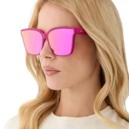 MEREDITH II - BRIGHT TULIP + PINK MIRROR SUNGLASSES