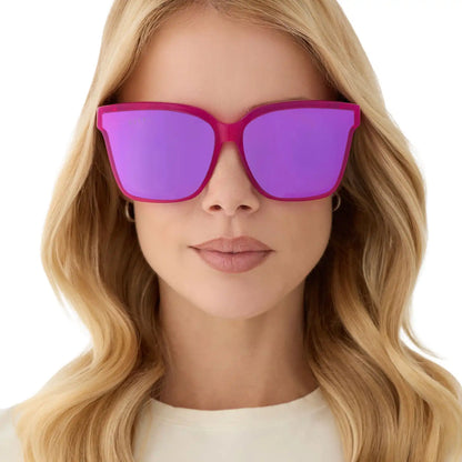 MEREDITH II - BRIGHT TULIP + PINK MIRROR SUNGLASSES