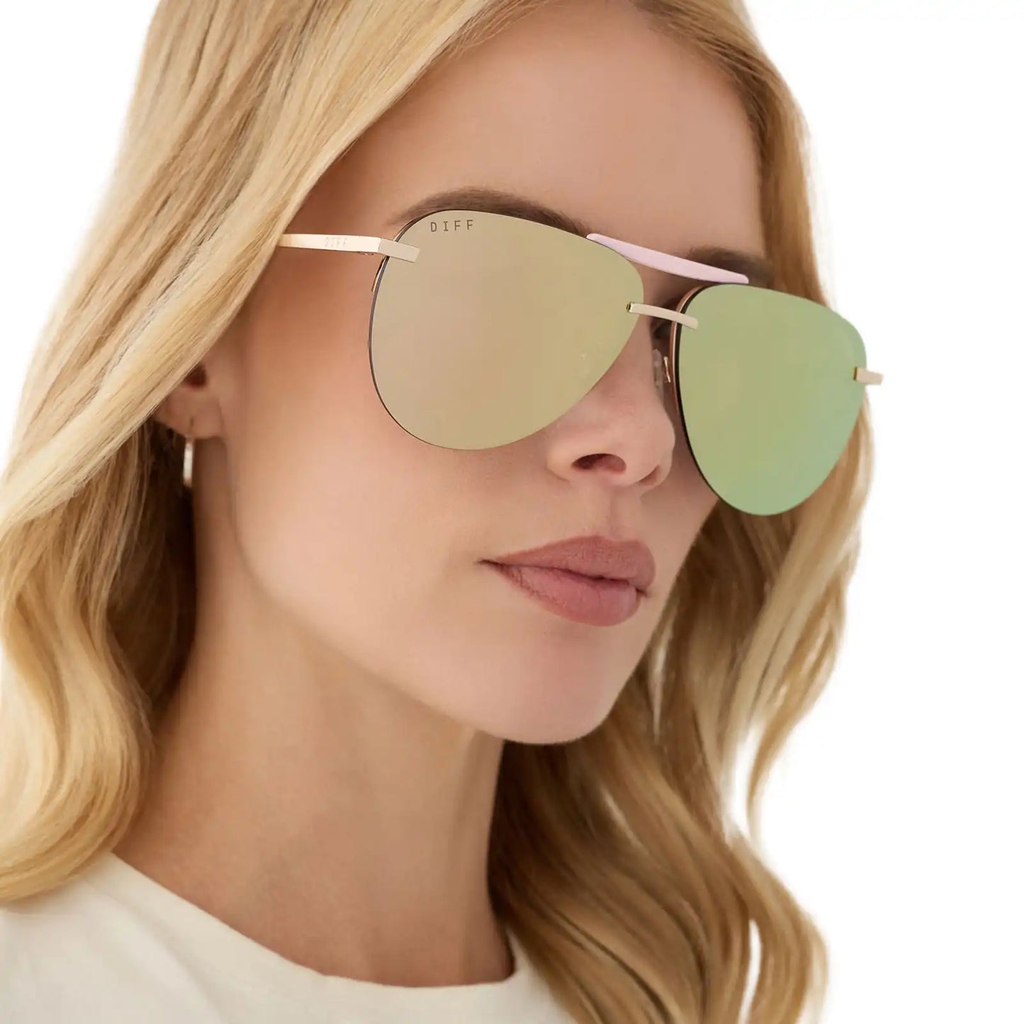 TAHOE - GOLD POWDER PINK + TAUPE MIRROR SUNGLASSES