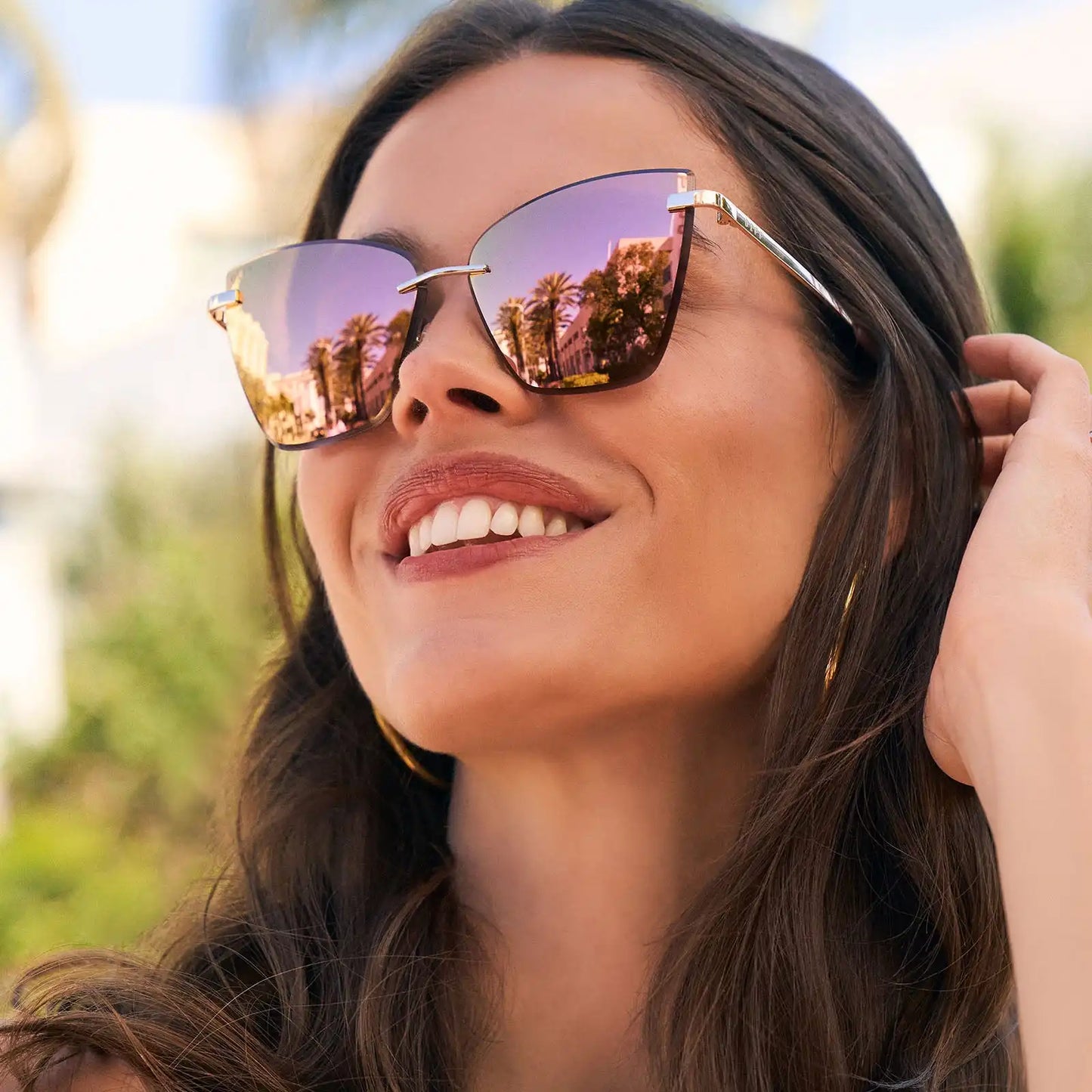 BECKY V - GOLD + PEACH MIRROR SUNGLASSES