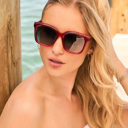 MEREDITH - RED HOT SUMMER + GREY GRADIENT + POLARIZED SUNGLASSES
