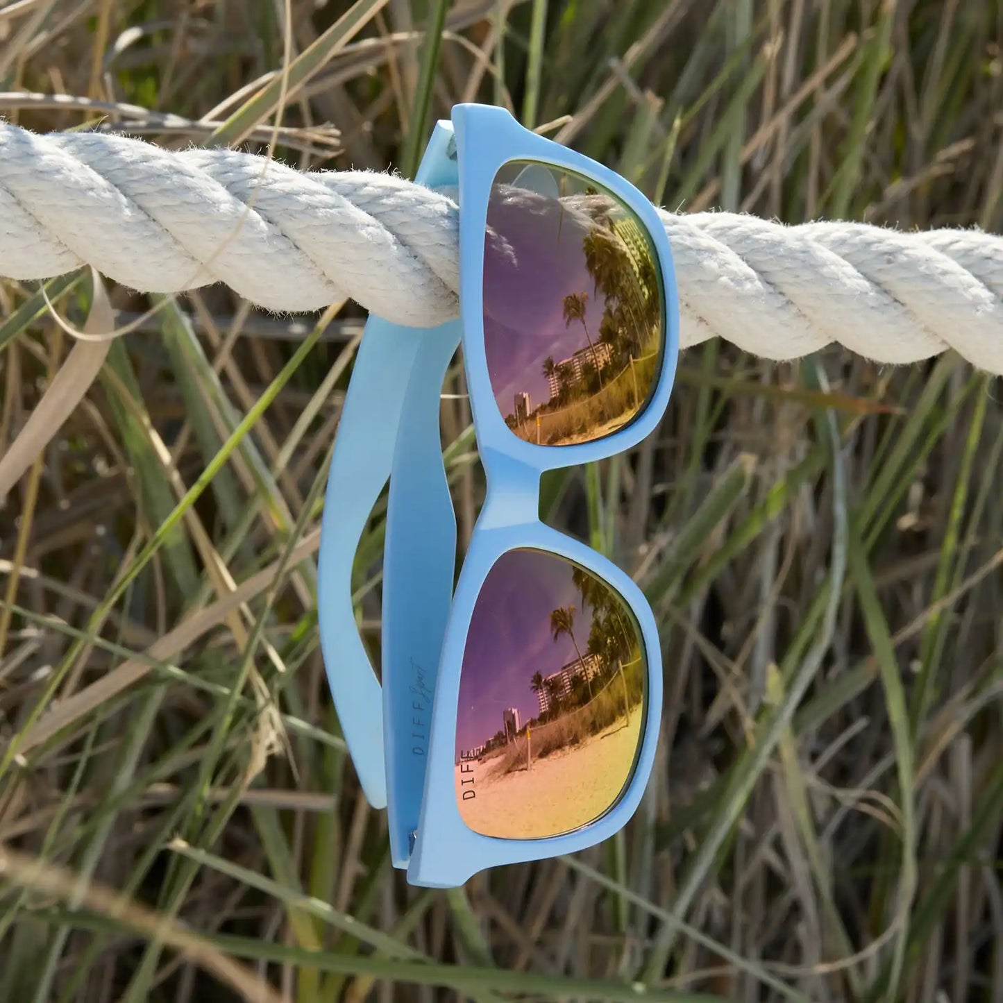 STORM - MATTE BABY BLUE + SHERBET RAINBOW MIRROR + POLARIZED SUNGLASSES