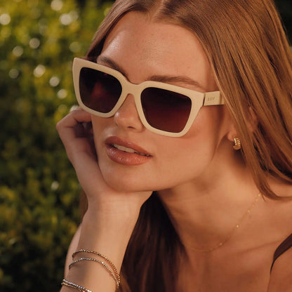 AMARA - COURTSIDE IVORY + GILDED TORTOISE + BROWN GRADIENT + POLARIZED SUNGLASSES