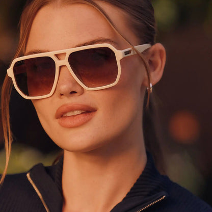 CAMERON - COURTSIDE IVORY + BROWN GRADIENT + POLARIZED SUNGLASSES