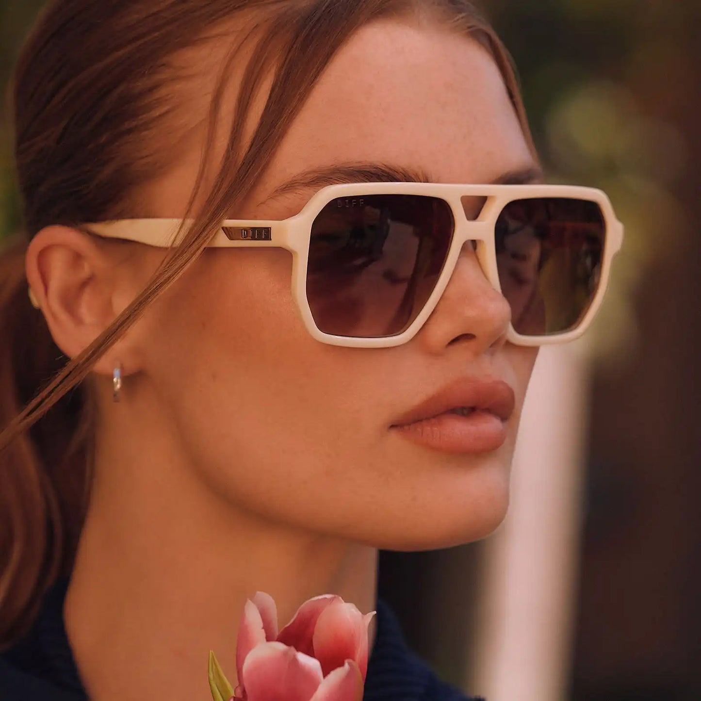 CAMERON - COURTSIDE IVORY + BROWN GRADIENT + POLARIZED SUNGLASSES