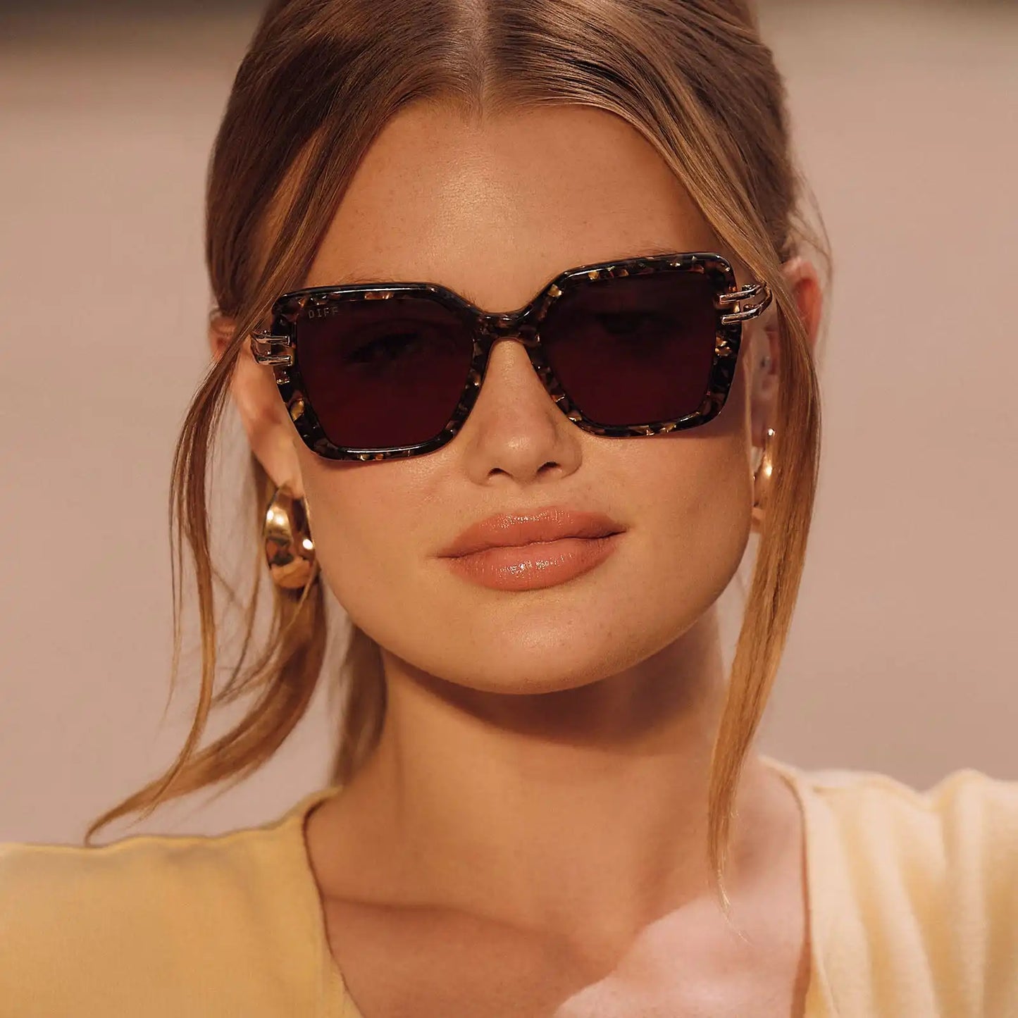 DASHA - GLITTER TORTOISE + BROWN SUNGLASSES