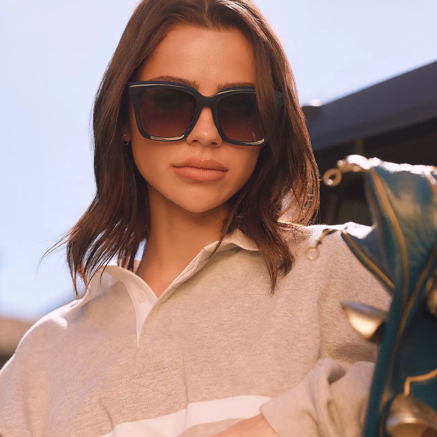 MEREDITH - CLUBHOUSE BLUE + GREY GRADIENT + POLARIZED SUNGLASSES