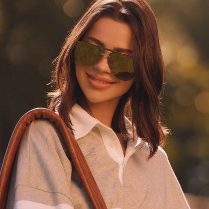 TAHOE - GOLD + ALOE GREEN GRADIENT + LIGHT GOLD FLASH + POLARIZED SUNGLASSES