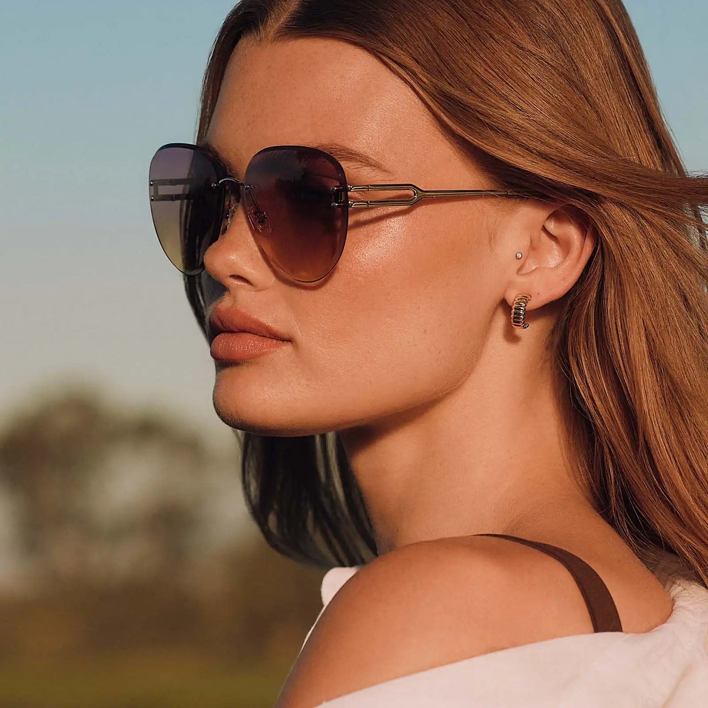 TRISTA - GOLD + MISTY LILAC GRADIENT SUNGLASSES