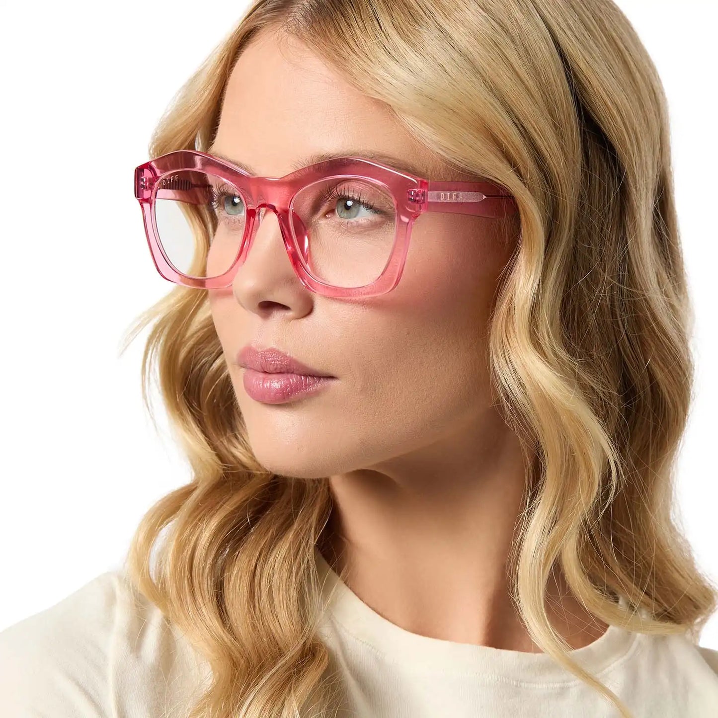 HAYDEN - CANDY PINK CRYSTAL + GLASSES