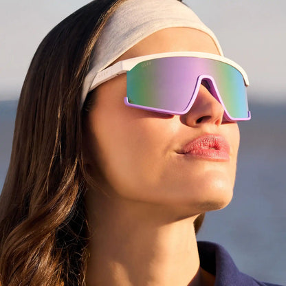 SPIKE - MATTE WHITE LAVENDER + RAINBOW MIRROR + POLARIZED SUNGLASSES