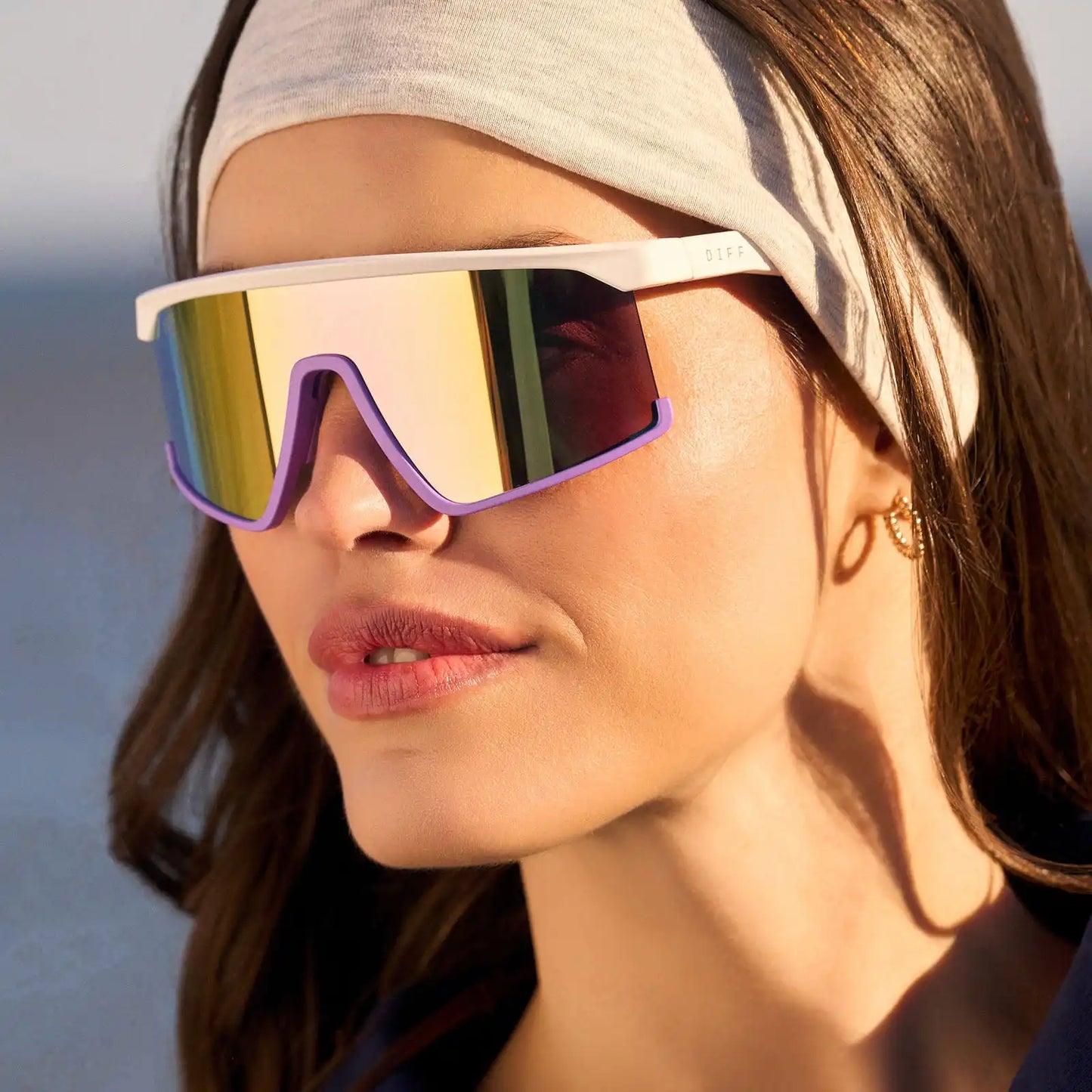 SPIKE - MATTE WHITE LAVENDER + RAINBOW MIRROR + POLARIZED SUNGLASSES