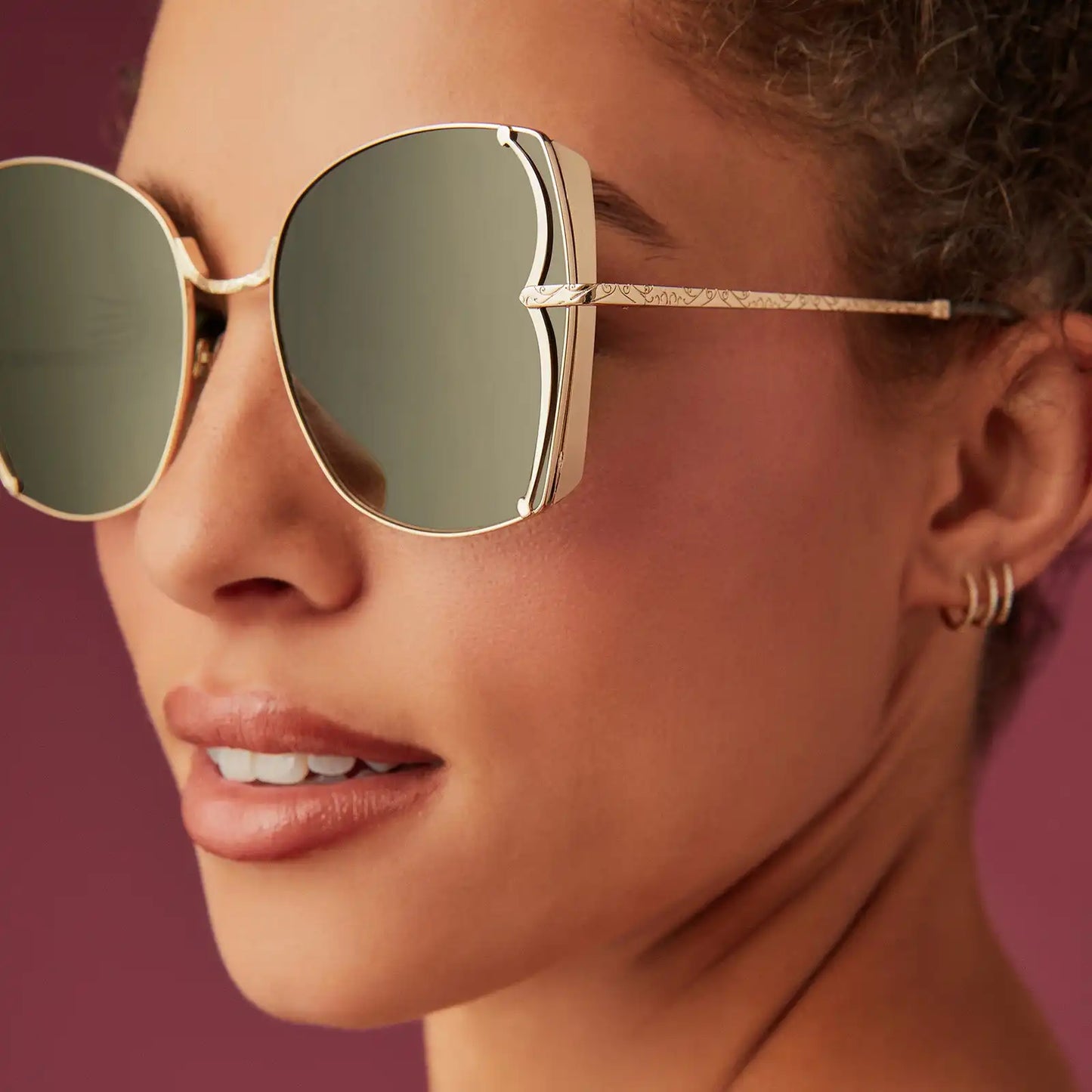 TIANA - GOLD + GREEN GRADIENT W LIGHT GOLD FLASH + POLARIZED SUNGLASSES