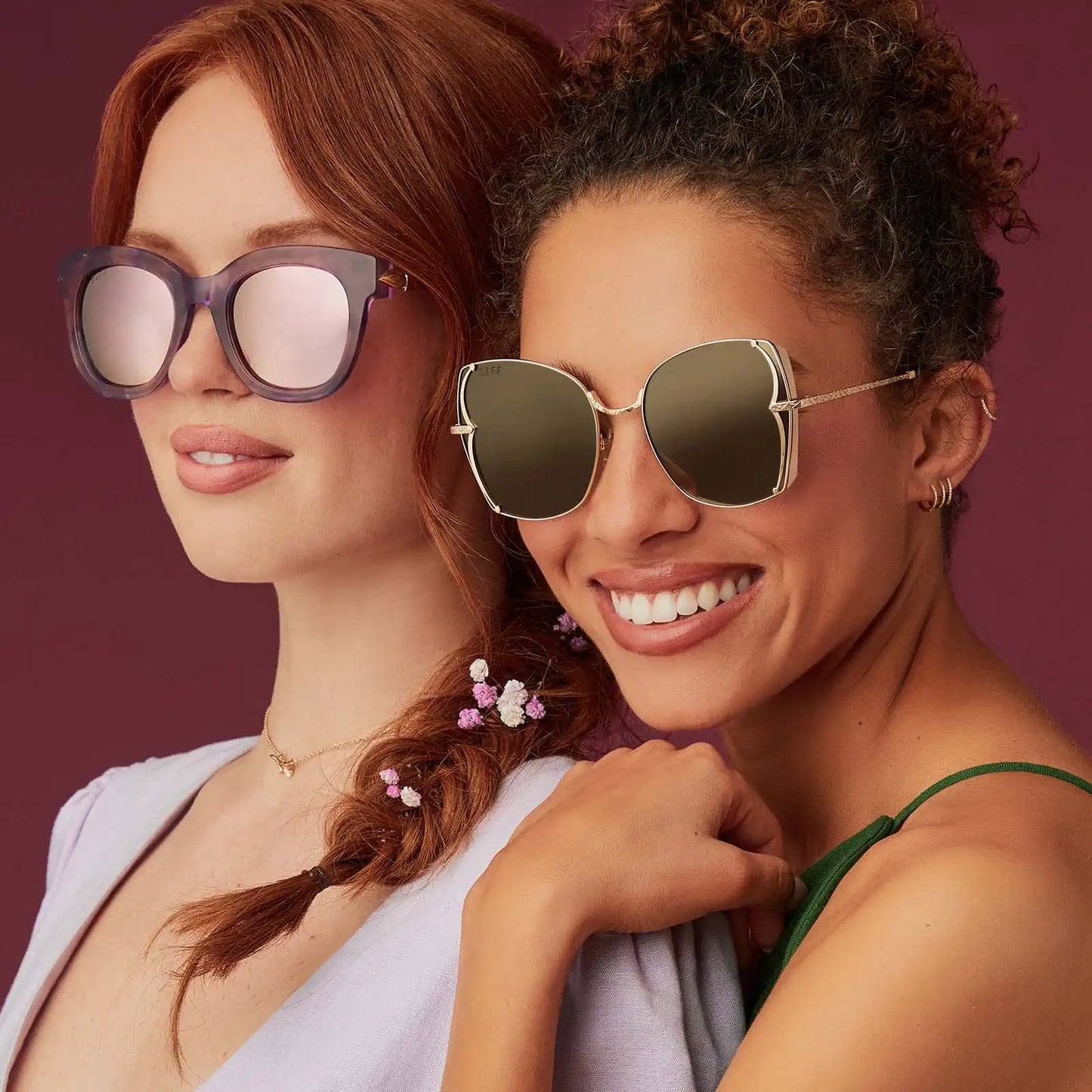 TIANA - GOLD + GREEN GRADIENT W LIGHT GOLD FLASH + POLARIZED SUNGLASSES