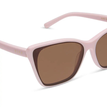 ALINA - POWDER PINK + BROWN SUNGLASSES
