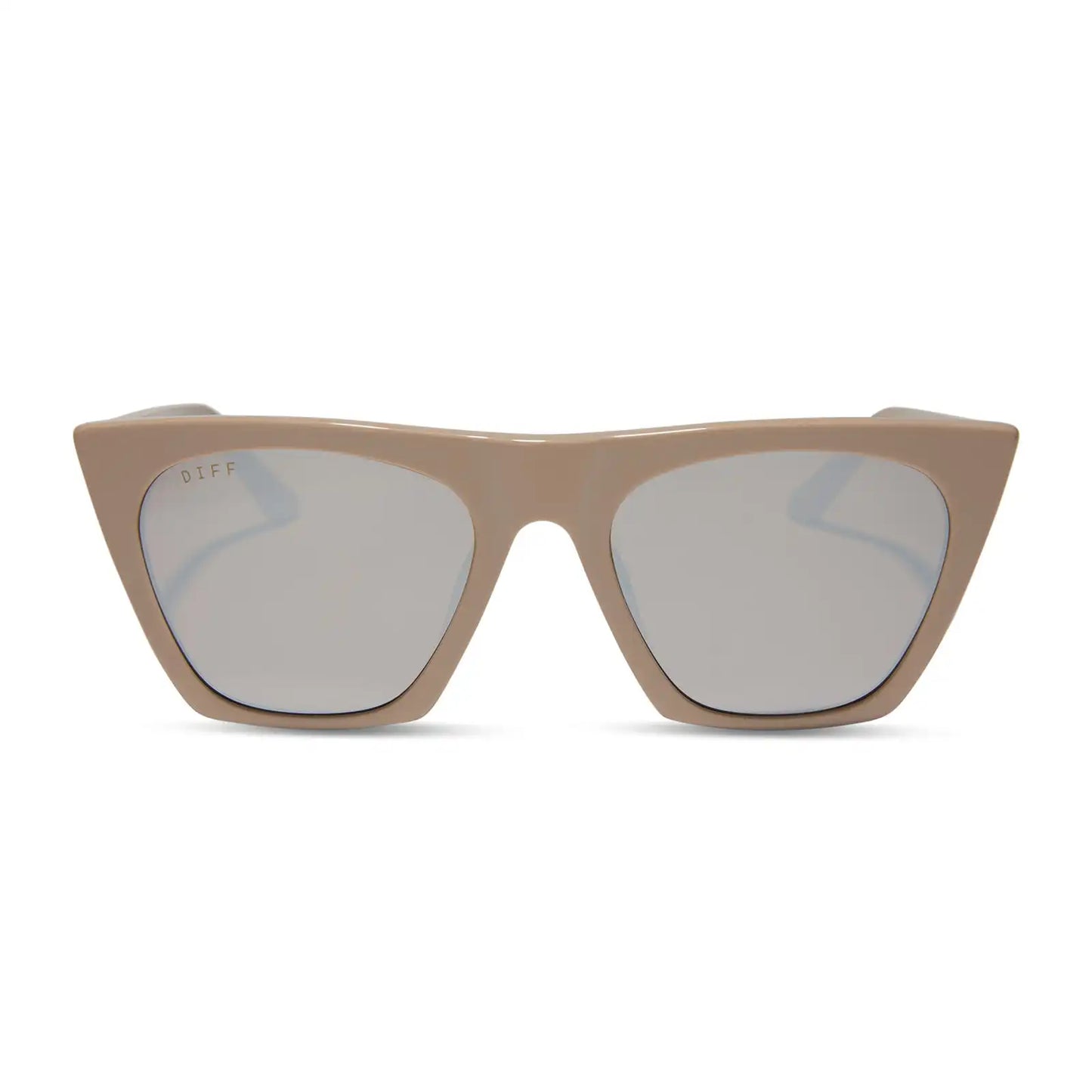 AVRIL - ALMOND + SILVER FLASH SUNGLASSES