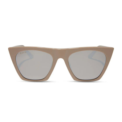 AVRIL - ALMOND + SILVER FLASH SUNGLASSES